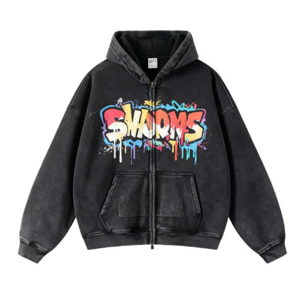 Custom High Quality Streetwear Fleece Blank Hoodies - Vintage Double Layer Acid Wash Sun Faded Distressed Pockets