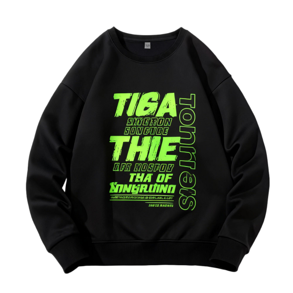 ?Embroidered Distressed Print Logo Fit Hoodies - Custom Heavyweight Cotton Crew Neck Sweatshirt